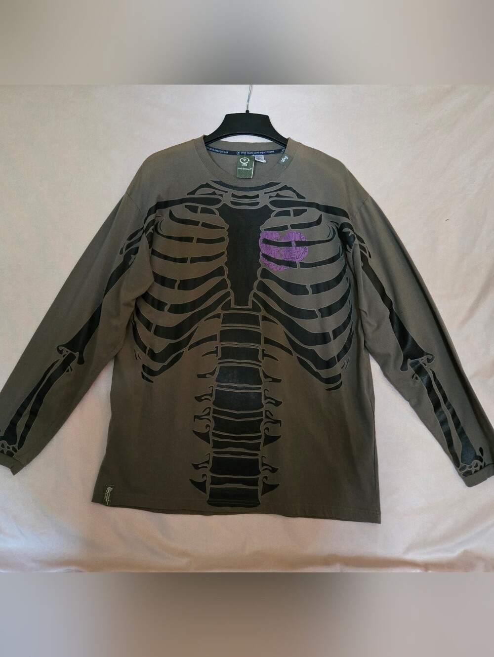 LIFTED RESEARCH GROUP LRG DEAD SERIOUS LONGSLEEVE SHIRT GLOW-IN-THE-DARK * SZ.XL